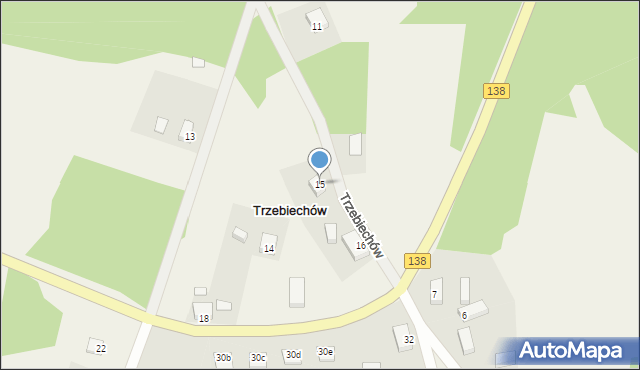 Trzebiechów, Trzebiechów, 15, mapa Trzebiechów