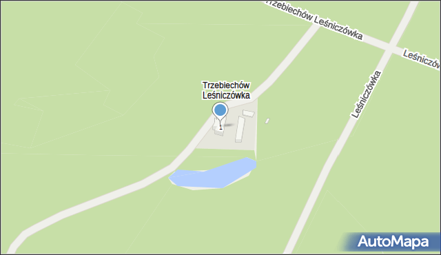 Trzebiechów Leśniczówka, Trzebiechów Leśniczówka, 1, mapa Trzebiechów Leśniczówka