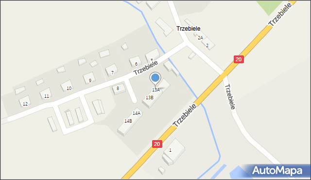 Trzebiele, Trzebiele, 13A, mapa Trzebiele