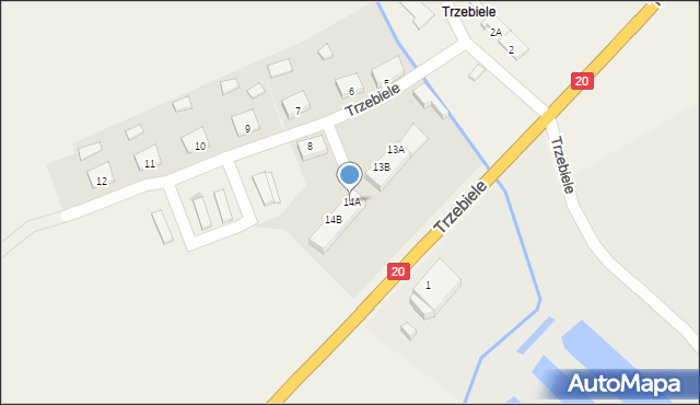 Trzebiele, Trzebiele, 14A, mapa Trzebiele