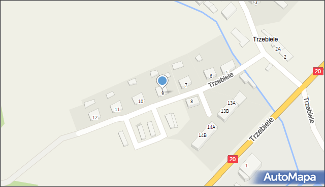 Trzebiele, Trzebiele, 9, mapa Trzebiele