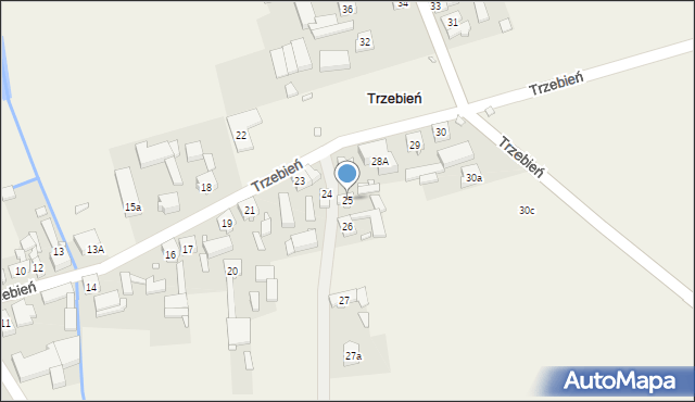 Trzebień, Trzebień, 25, mapa Trzebień