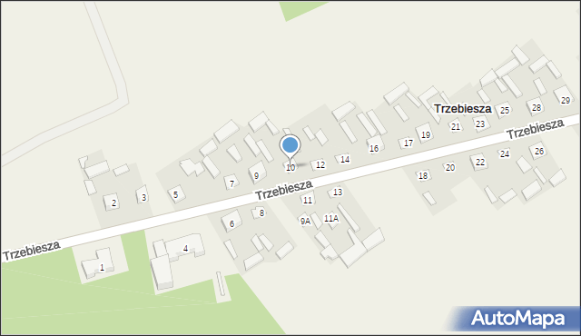 Trzebiesza, Trzebiesza, 10, mapa Trzebiesza