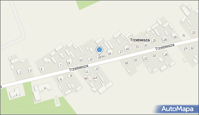 Trzebiesza, Trzebiesza, 14, mapa Trzebiesza