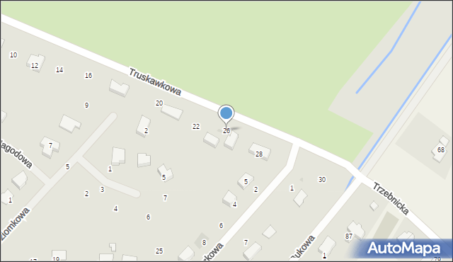 Trzebnica, Truskawkowa, 26, mapa Trzebnica