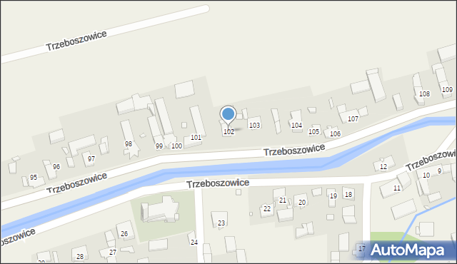 Trzeboszowice, Trzeboszowice, 102, mapa Trzeboszowice