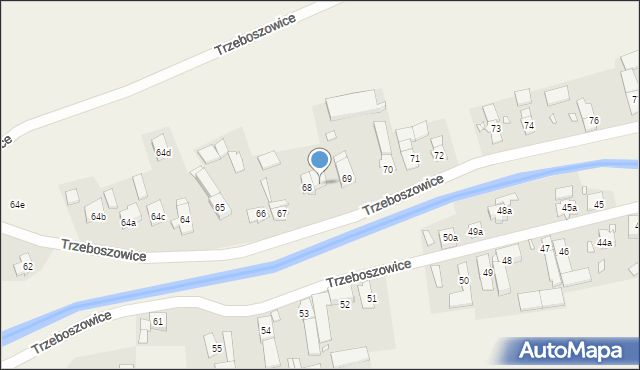 Trzeboszowice, Trzeboszowice, 68a, mapa Trzeboszowice