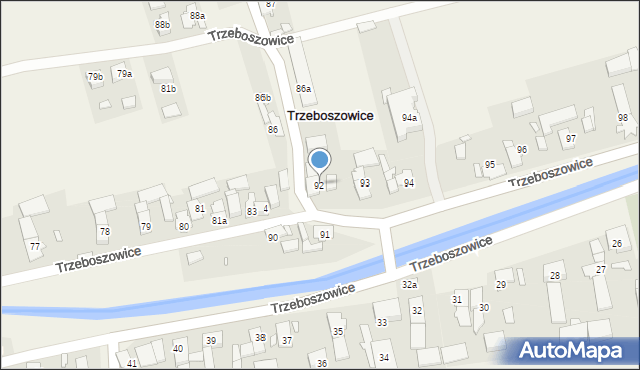 Trzeboszowice, Trzeboszowice, 92, mapa Trzeboszowice