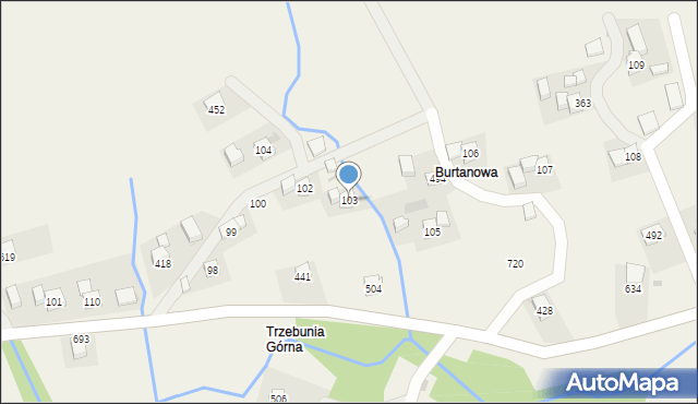 Trzebunia, Trzebunia, 103, mapa Trzebunia