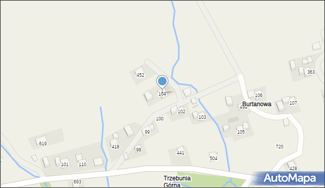 Trzebunia, Trzebunia, 104, mapa Trzebunia