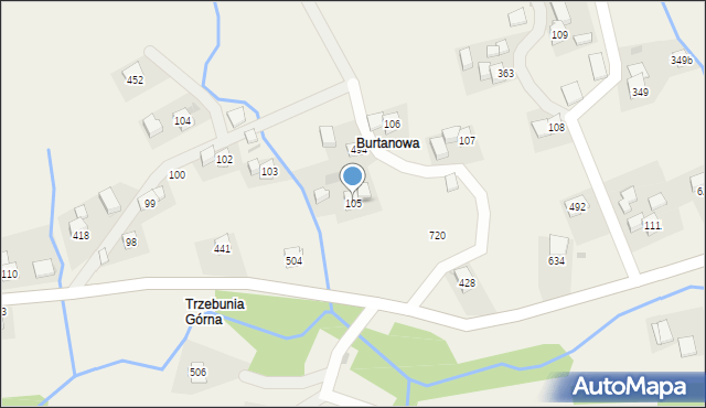 Trzebunia, Trzebunia, 105, mapa Trzebunia