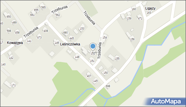 Trzebunia, Trzebunia, 152, mapa Trzebunia