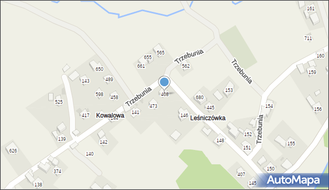 Trzebunia, Trzebunia, 408, mapa Trzebunia