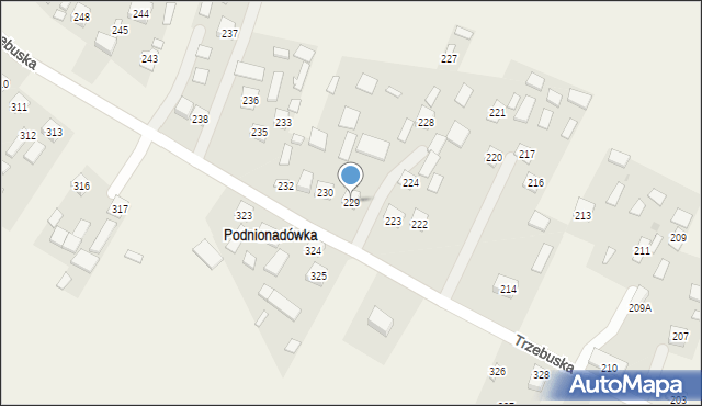 Trzebuska, Trzebuska, 229, mapa Trzebuska