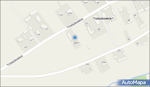 Trzeszkowice, Trzeszkowice, 105, mapa Trzeszkowice