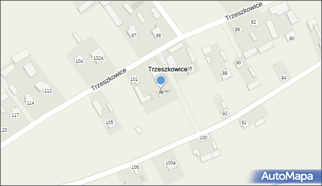 Trzeszkowice, Trzeszkowice, 98, mapa Trzeszkowice