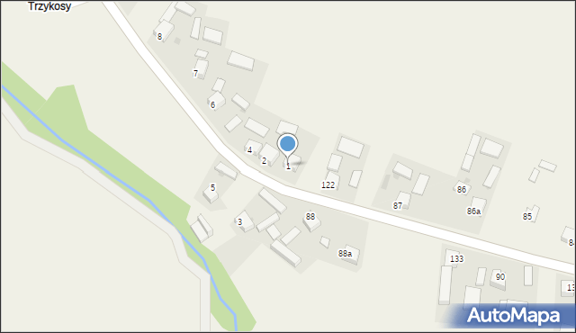 Trzykosy, Trzykosy, 1, mapa Trzykosy