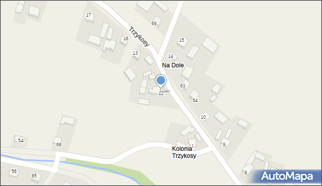 Trzykosy, Trzykosy, 12, mapa Trzykosy