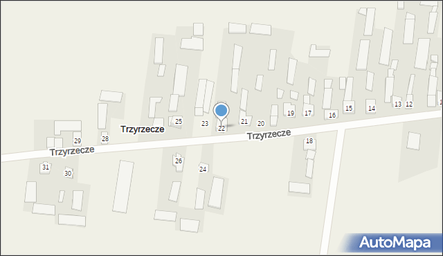 Trzyrzecze, Trzyrzecze, 22, mapa Trzyrzecze