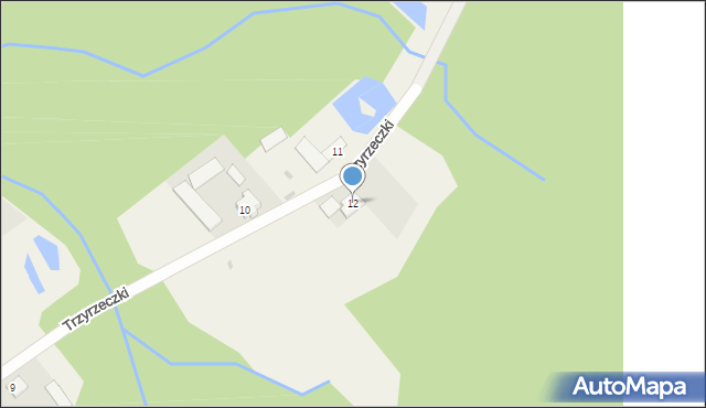 Trzyrzeczki, Trzyrzeczki, 12, mapa Trzyrzeczki