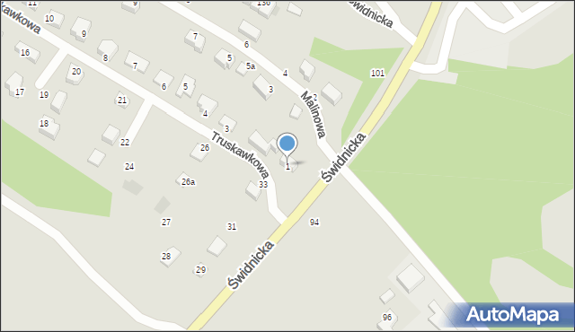 Wałbrzych, Truskawkowa, 1, mapa Wałbrzycha