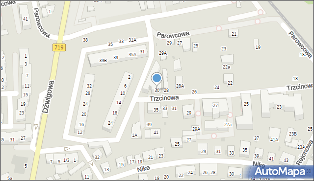 Warszawa, Trzcinowa, 30, mapa Warszawy