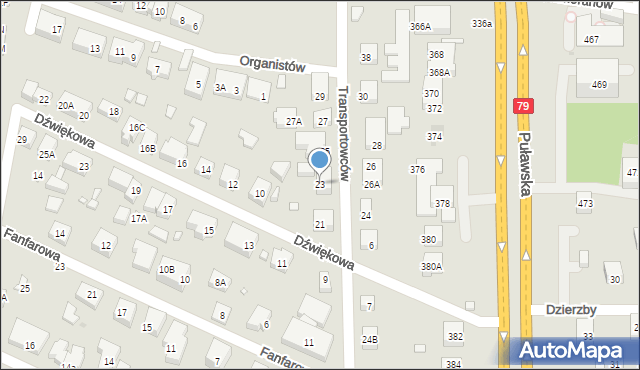 Warszawa, Transportowców, 23, mapa Warszawy