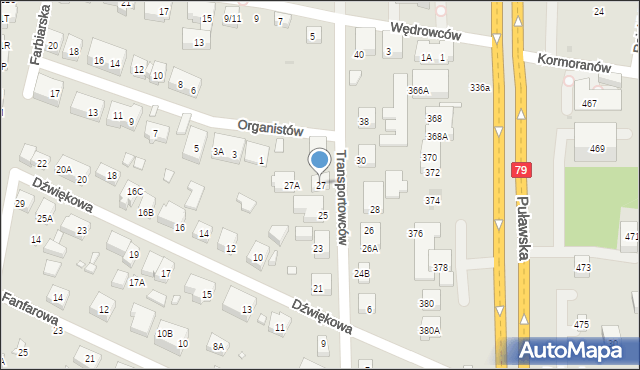 Warszawa, Transportowców, 27, mapa Warszawy