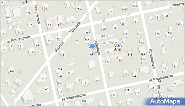 Warszawa, Trawiasta, 23A, mapa Warszawy