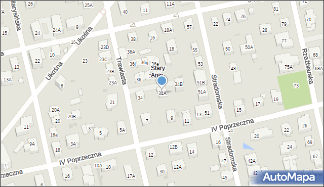 Warszawa, Trawiasta, 34A, mapa Warszawy