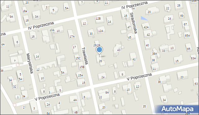 Warszawa, Trawiasta, 26A, mapa Warszawy