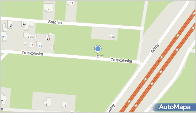 Warszawa, Truskolaska, 21, mapa Warszawy