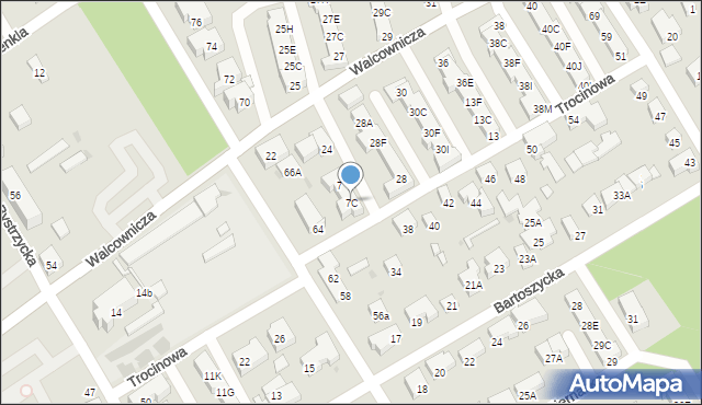 Warszawa, Trocinowa, 7C, mapa Warszawy