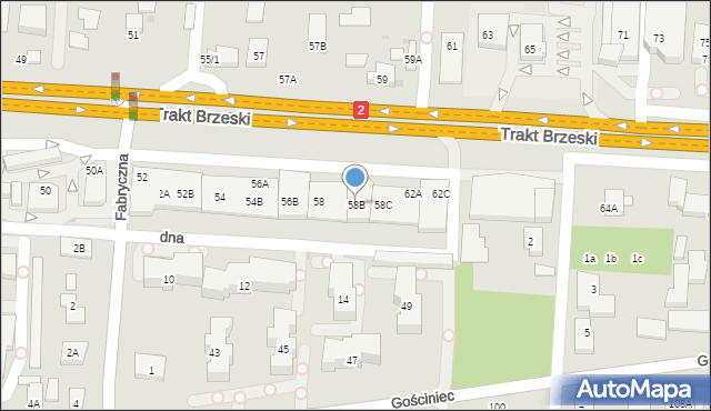 Warszawa, Trakt Brzeski, 58B, mapa Warszawy