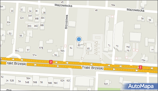 Warszawa, Trakt Brzeski, 63, mapa Warszawy