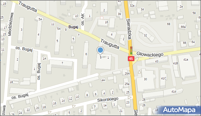 Wieluń, Traugutta Romualda, gen., 3, mapa Wieluń