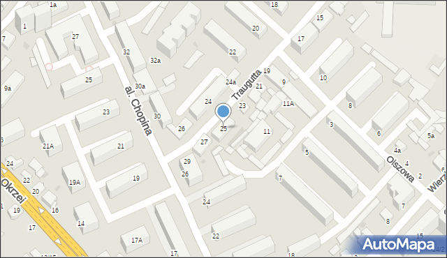 Włocławek, Traugutta Romualda, gen., 25, mapa Włocławka