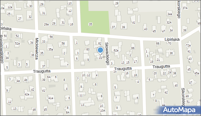 Wołomin, Traugutta Romualda, gen., 11, mapa Wołomin