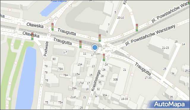 Wrocław, Traugutta Romualda, gen., 19, mapa Wrocławia