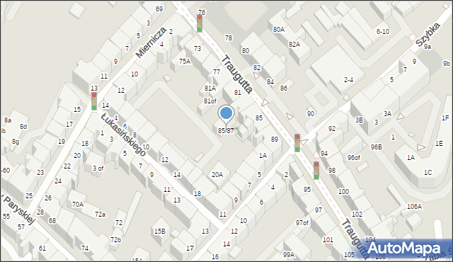 Wrocław, Traugutta Romualda, gen., 85/87, mapa Wrocławia