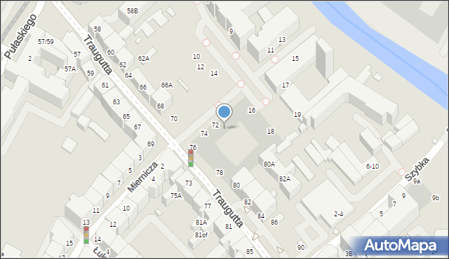 Wrocław, Traugutta Romualda, gen., 72-78, mapa Wrocławia
