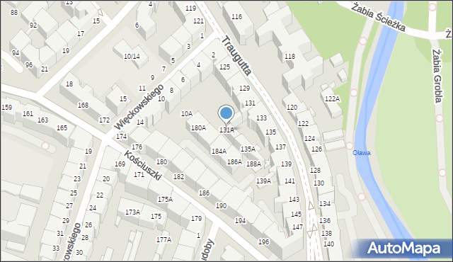 Wrocław, Traugutta Romualda, gen., 131A, mapa Wrocławia