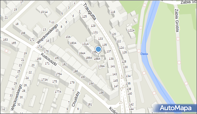 Wrocław, Traugutta Romualda, gen., 137A, mapa Wrocławia