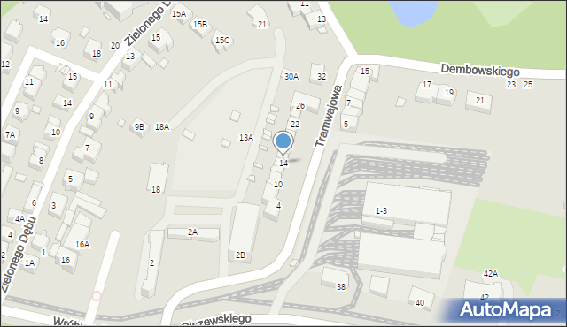 Wrocław, Tramwajowa, 14, mapa Wrocławia