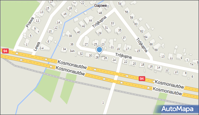 Wrocław, Trójkątna, 28A, mapa Wrocławia