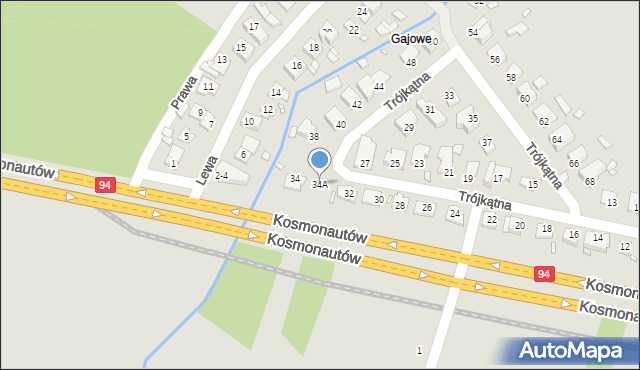 Wrocław, Trójkątna, 34A, mapa Wrocławia