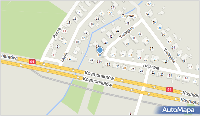 Wrocław, Trójkątna, 36A, mapa Wrocławia