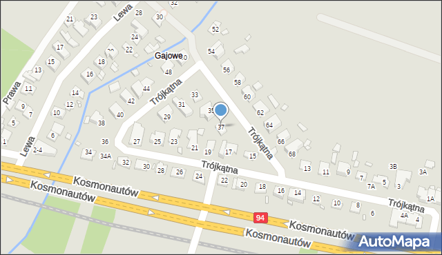 Wrocław, Trójkątna, 37, mapa Wrocławia