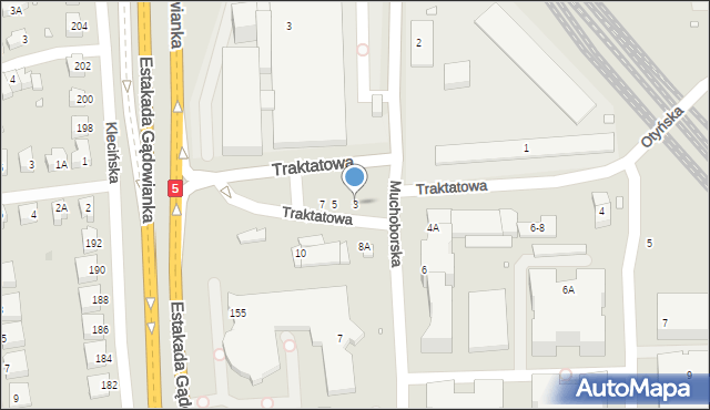 Wrocław, Traktatowa, 3, mapa Wrocławia