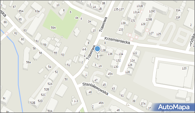 Wrocław, Trawowa, 5, mapa Wrocławia